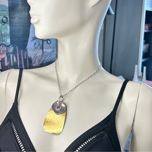 Karyn Chopik Hand Forged Sculptural Sterling and Bronze Necklace